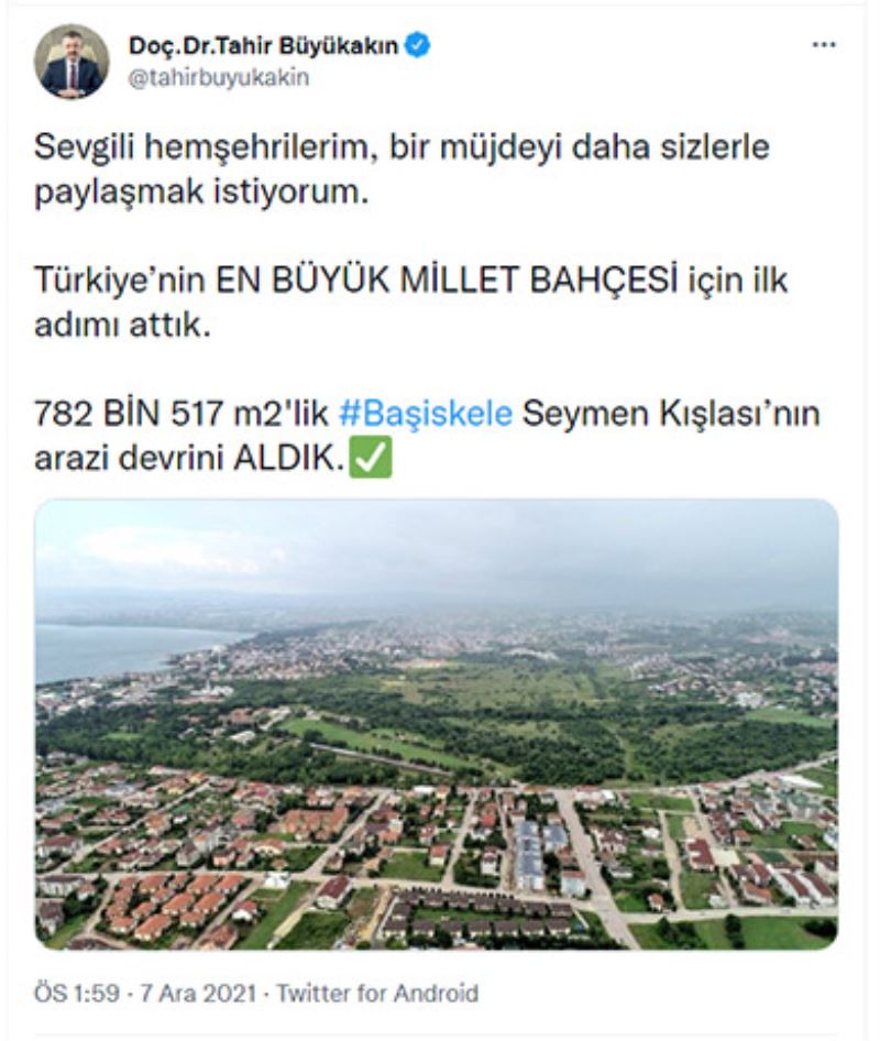 Başiskele Seymen Kışlası, Türkiye’nin En Büyük Millet Bahçesi oluyor