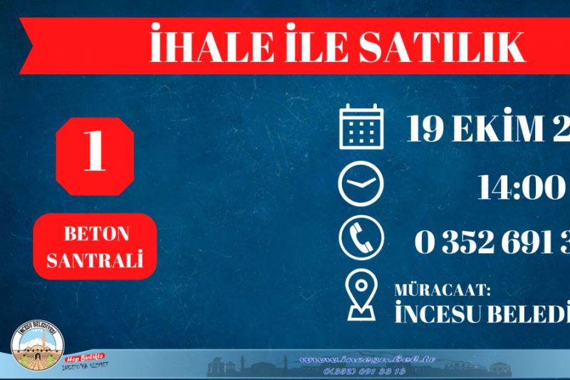 İncesu Belediyesinden İhaleye davet