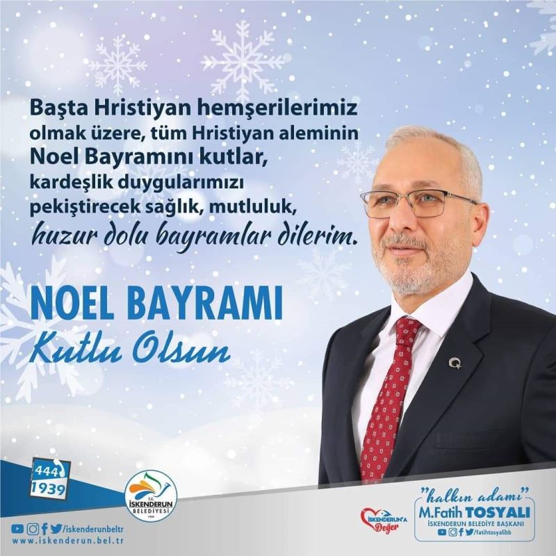 BAŞKAN TOSYALI’DAN NOEL BAYRAMI MESAJI