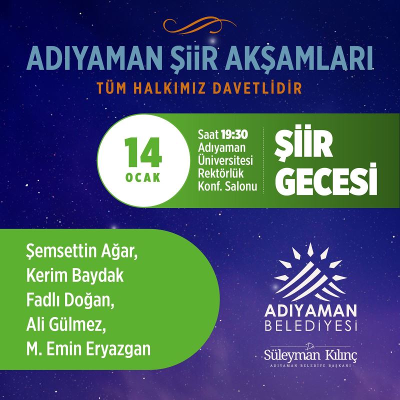 ADIYAMANLILAR, YEREL ŞAİRLERİYLE ŞİİRE DOYACAK