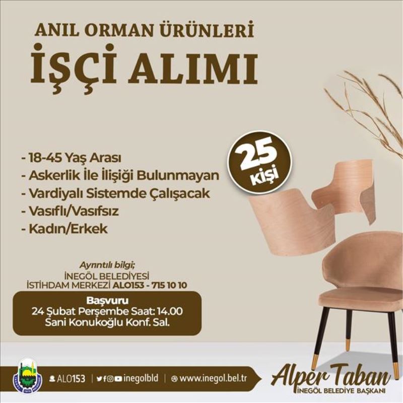 Anıl Orman Ürünleri 25 Personel Alacak