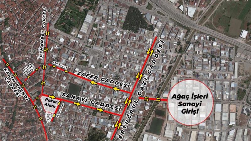 Sanayi Bölgesinde Tek Yön Uygulamaları Başladı