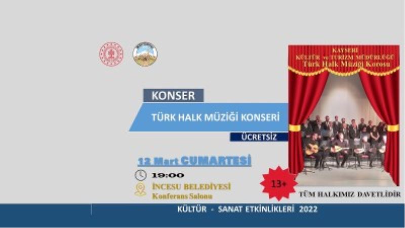 12 Mart Türk Halk Müziği Konseri - Ücretsiz