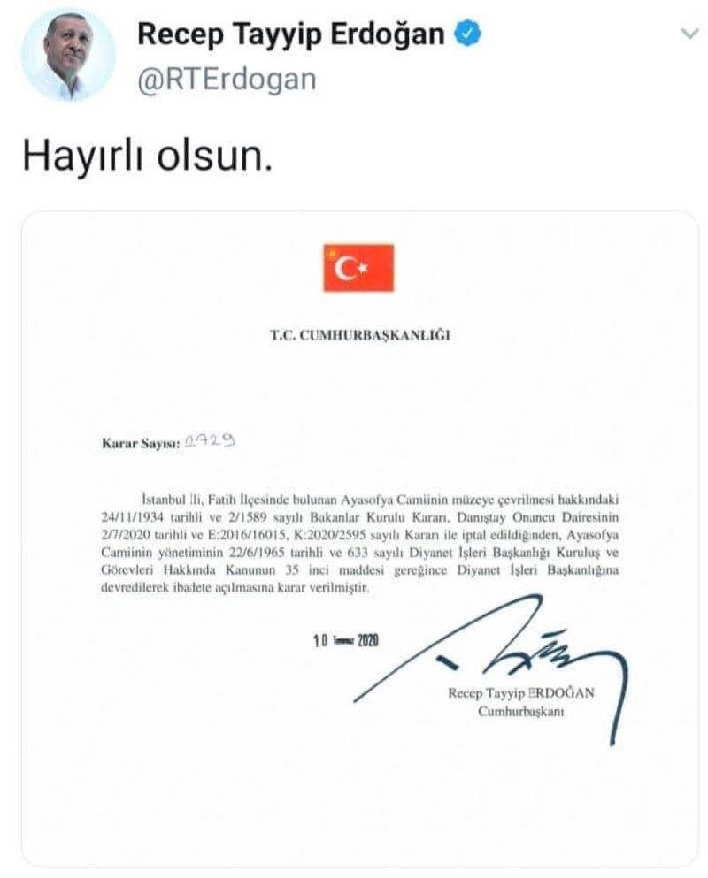 Ayasofya İbadete Açıldı