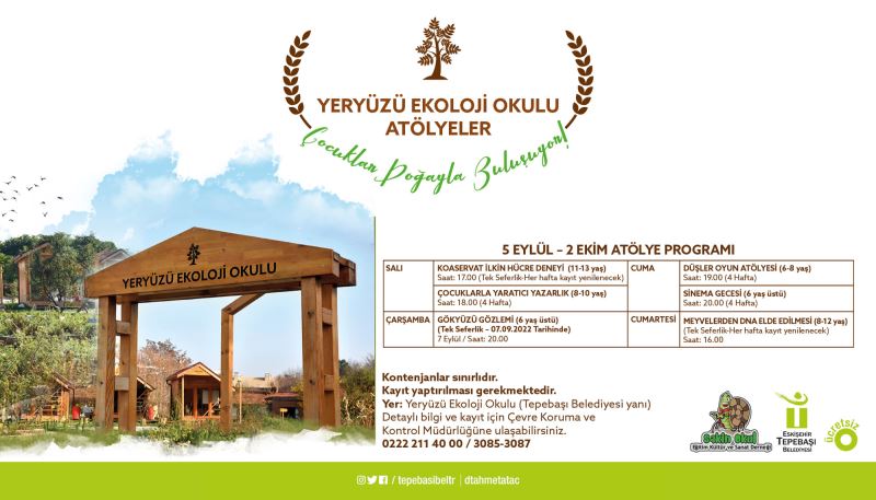 YERYÜZÜ EKOLOJİ OKULU EYLÜL ATÖLYELERİ BAŞLIYOR