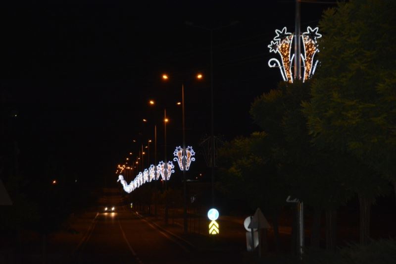 RENGARENK İNCESU İÇİN... İlçemiz Semerkent, 4. Etap Toki ve 1. Etap Toki mahallelerimiz de ana cadde üzerinde bulunan elektrik direklerinin üzerine Ledli Figür ışıklandırma çalışması.