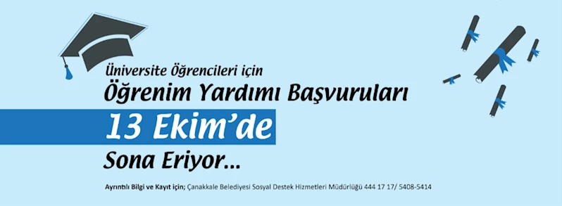 Öğrenim Yardımları Başvuruları 13 Ekim