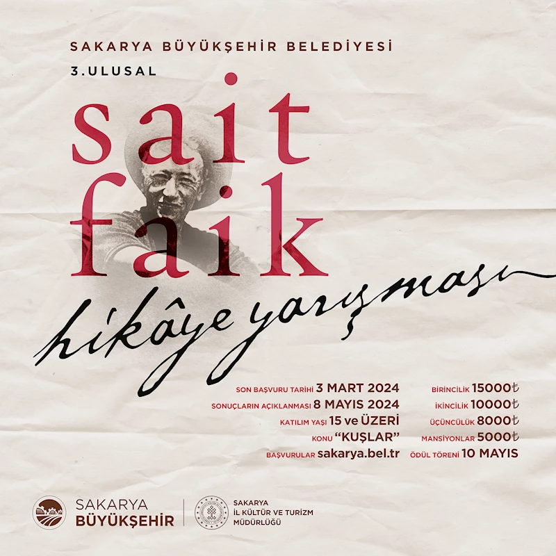 3. Ulusal Sait Faik Abasıyanık hikâye yarışmasına başvurular başladı