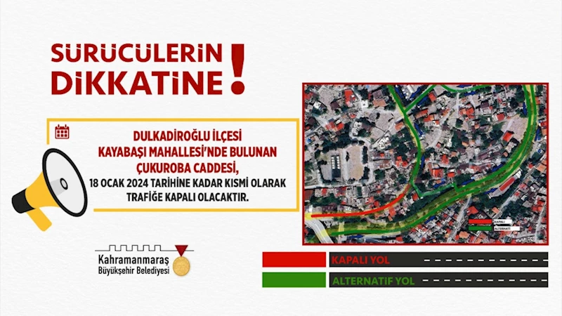 Dulkadiroğlu’nda Çukuroba Caddesi Kısmi Olarak Trafiğe Kapatıldı!