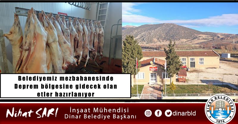 Belediyemiz mezbahanesinde Deprem bölgesine gidecek olan etler hazırlanıyor