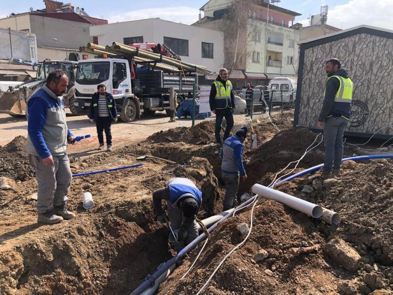 KASKİ, Elbistan Konteyner Çarşı’nın “Su” Hattını Çekti