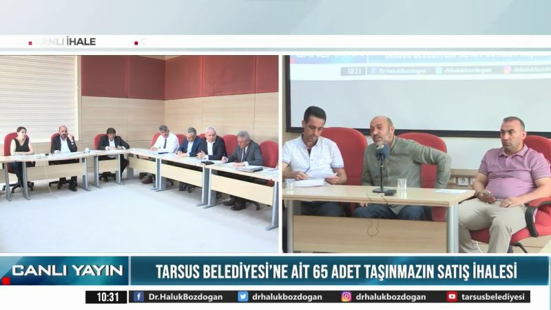 TARSUS BELEDİYESİ’NE AİT 65 ADET TAŞINMAZIN SATIŞI, CANLI YAYINLA GERÇEKLEŞTİ