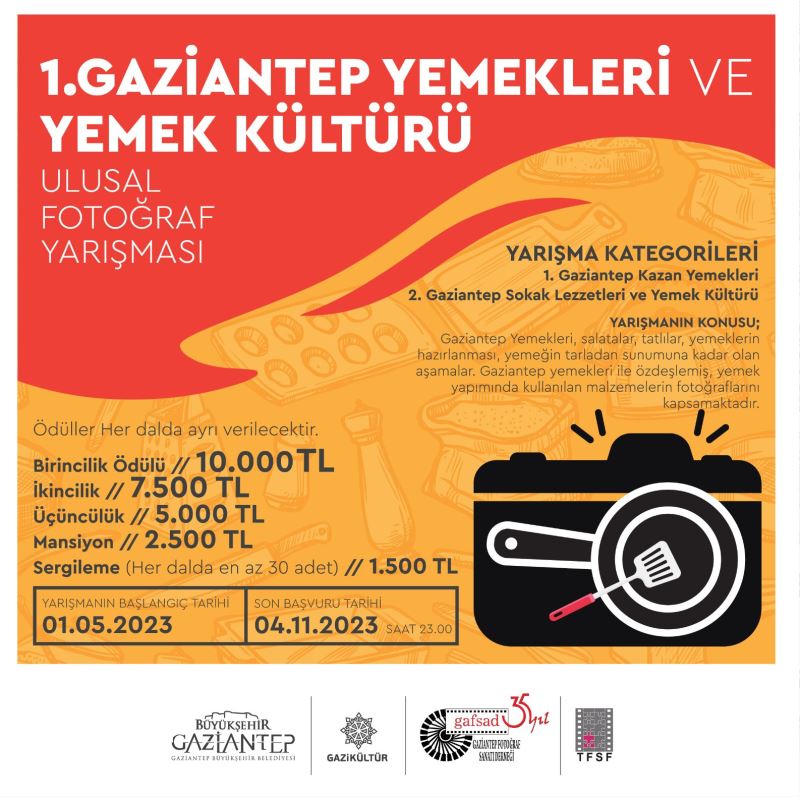 GAZİANTEP YEMEKLERİ VE KÜLTÜRÜ TEMALI FOTOĞRAF YARIŞMASI İÇİN GERİ SAYIM BAŞLADI!