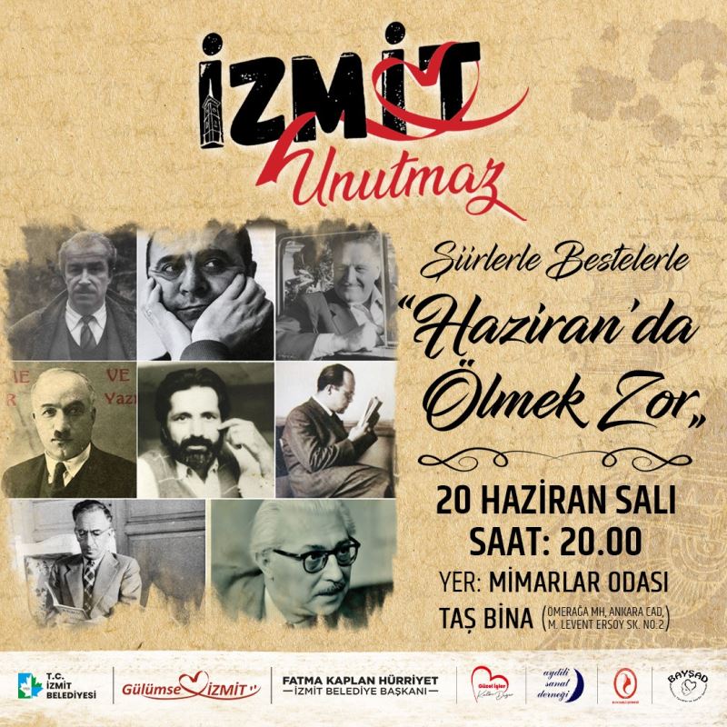 İZMİT BELEDİYESİ USTA ŞAİRLERİ ŞİİRLERİYLE ANACAK