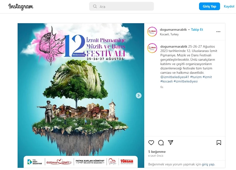 TÜRSAB’DAN İZMİT BELEDİYESİNİN PİŞMANİYE FESTİVALİ’NE DESTEK VE DAVET