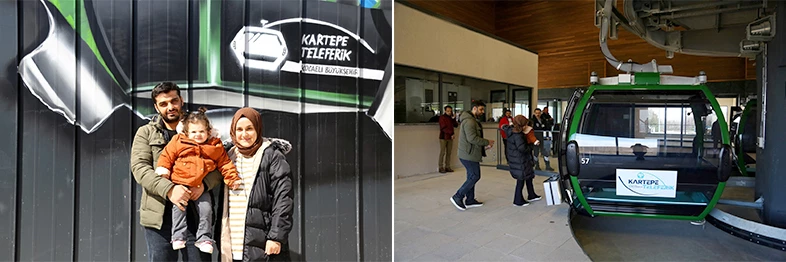 Teleferiğin ilk yolcusu 1 yaşındaki Mila bebek