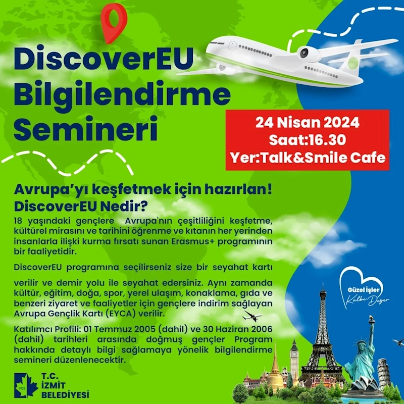 İZMİT BELEDİYESİ, AVRUPA’YI KEŞFETMEK İSTEYEN GENÇLER İÇİN SEMİNER DÜZENLEYECEK