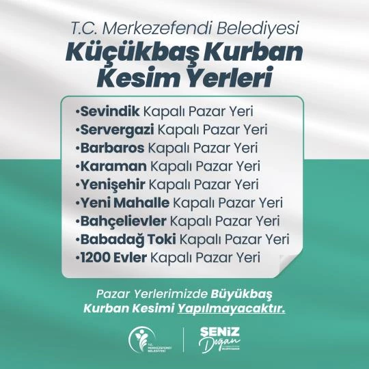 Merkezefendi Belediyesi Kurban Kesim Yerlerini Belirledi