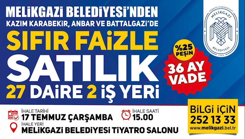 MELİKGAZİ BELEDİYESİ’NDEN EV VEYA İŞ YERİ SAHİBİ OLMAK İSTEYENLERE BÜYÜK FIRSAT