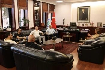GAZETECİ MUSTAFA BALBAY VE SERTAÇ EŞ BAŞKAN ÜNLÜCE İLE GÖRÜŞTÜ