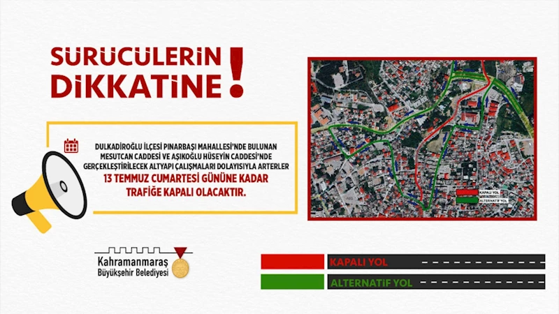 Dulkadiroğlu’nda O Arterler 13 Temmuz’a Kadar Trafiğe Kapalı Olacak
