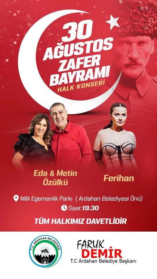 30 AĞUSTOS ZAFER BAYRAMI KONSERİMİZE TÜM HALKIMIZ DAVETLİDİR