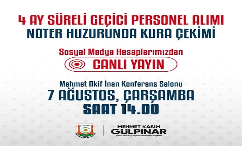 4 Ay Süreli Geçici Personel Alımı Kura Çekimi ile İlgili Duyuru