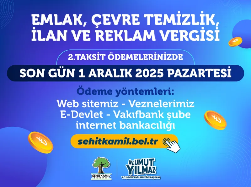 Şehitkamil Belediyesi Vergi Ödemelerinde Son Gün 1 Aralık
