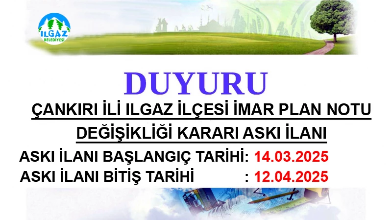 İmar Plan Notu Değişikliği Askı İlanı