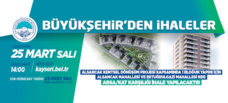 Büyükşehir Belediyesi’nden Arsa/Kat Karşılığı İhale