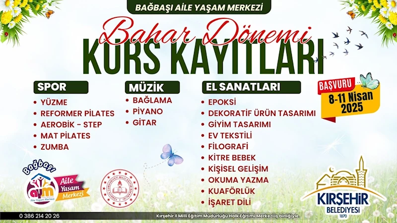 BAĞBAŞI AİLE YAŞAM MERKEZİ BAHAR DÖNEMİ KURS KAYITLARI BAŞLADI