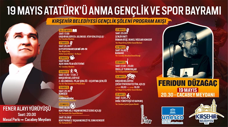 CACABEY MEYDANI’NDAKİ “19 MAYIS GENÇLİK KONSERİ”NDE FERİDUN DÜZAĞAÇ SAHNE ALACAK