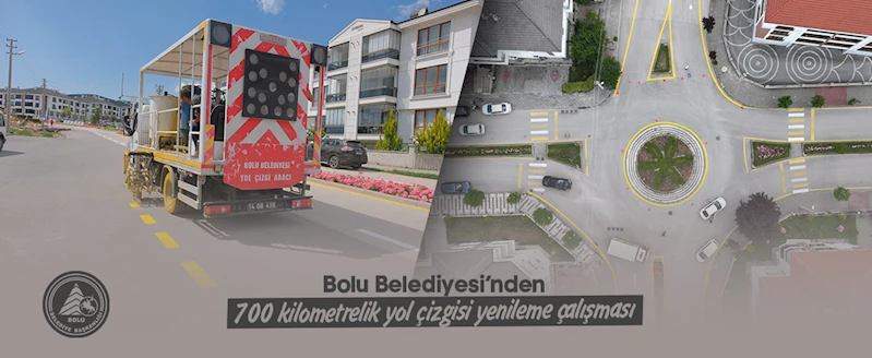 Bolu Belediyesi’nden 700 kilometrelik yol çizgisi yenileme çalışması