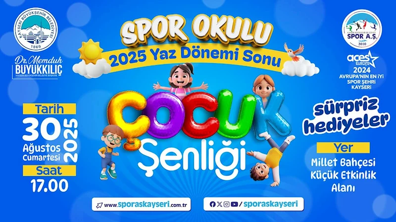 Büyükşehir’den 2025 Spor Okulları Yaz Dönemi Sonu Çocuk Şenliği