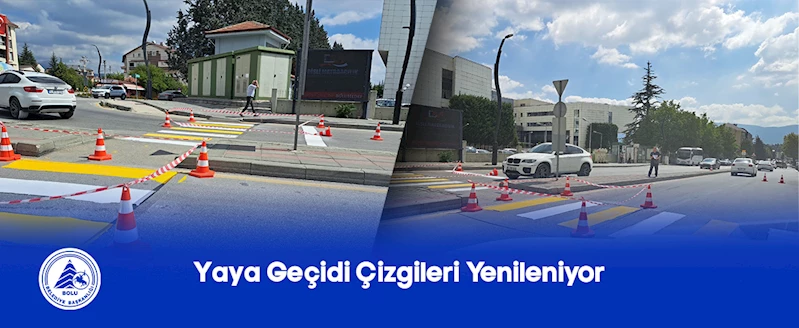 Yaya geçidi çizgileri yenileniyor