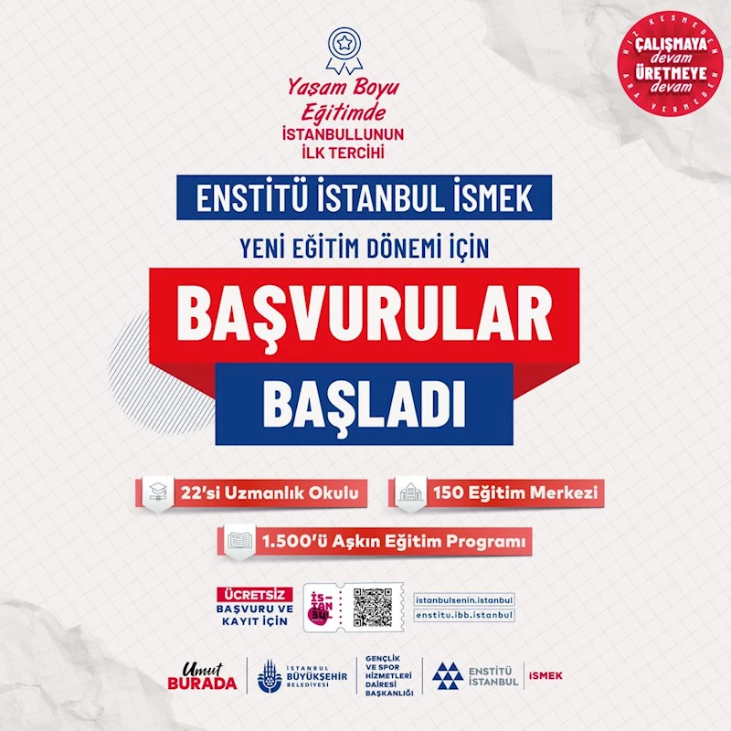 ENSTİTÜ İSTANBUL İSMEK’E 48 SAATTE 185 BİN BAŞVURU